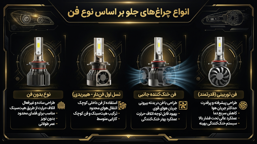 انواع هدلایت براساس فن