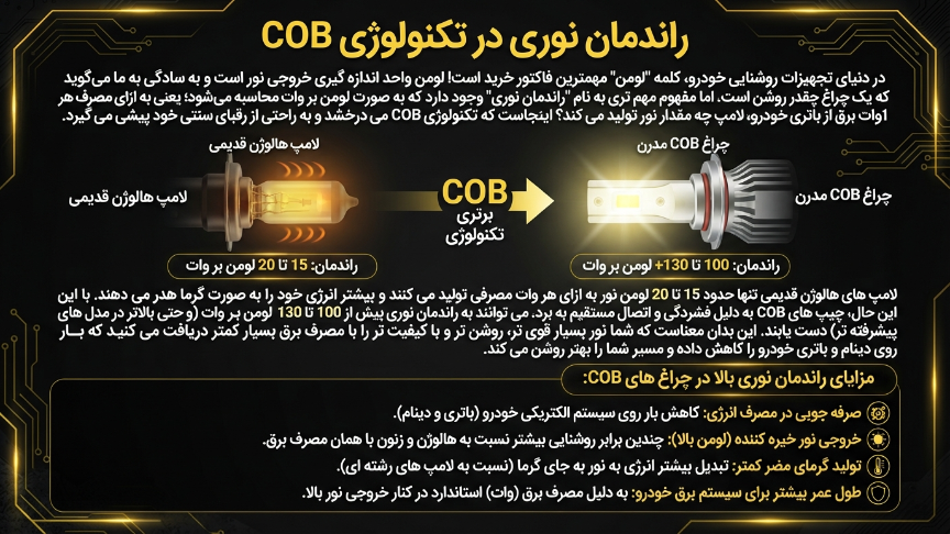 راندمان نوری لامپ cob