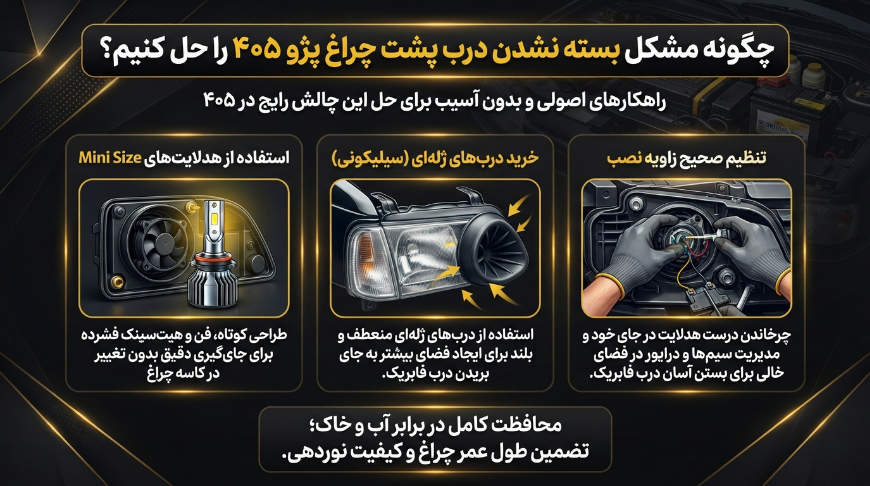 مشکل بسته نشدن درب پشت چراغ 405