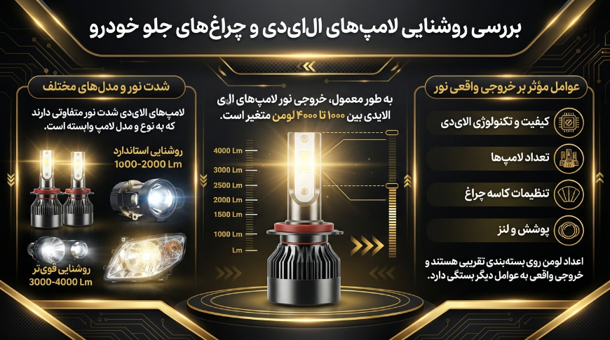 شدت نور ال ای دی و هدلایت