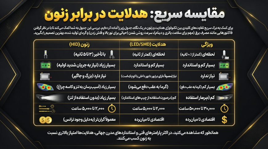 مقایسه هدلایت و زنون