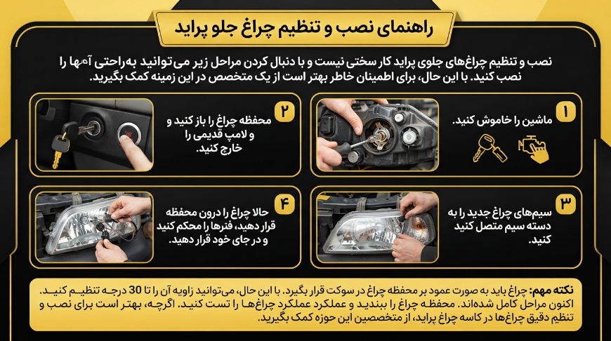 نصب هدلایت پراید