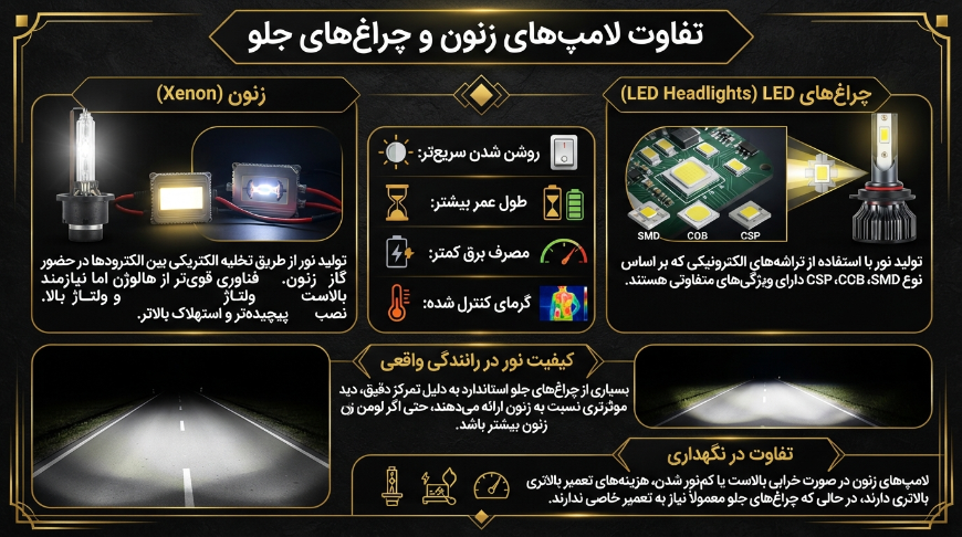 تفاوت لامپ هالوژن و زنون