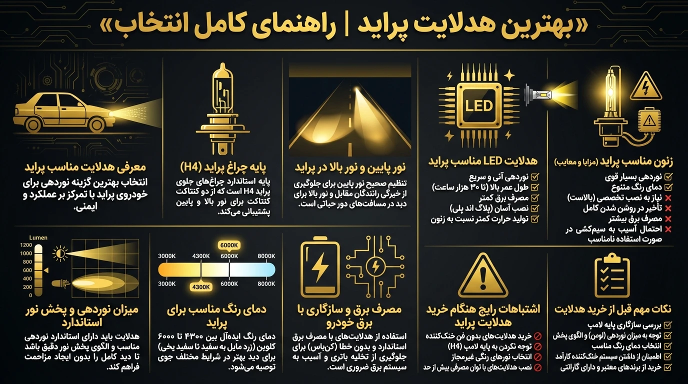 هدلایت پراید
