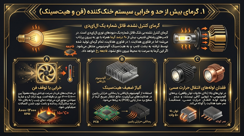 گرمای بیش از حد و سوختن هدلایت