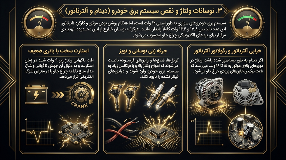 نوسانات ولتاژ و سوختن هدلایت