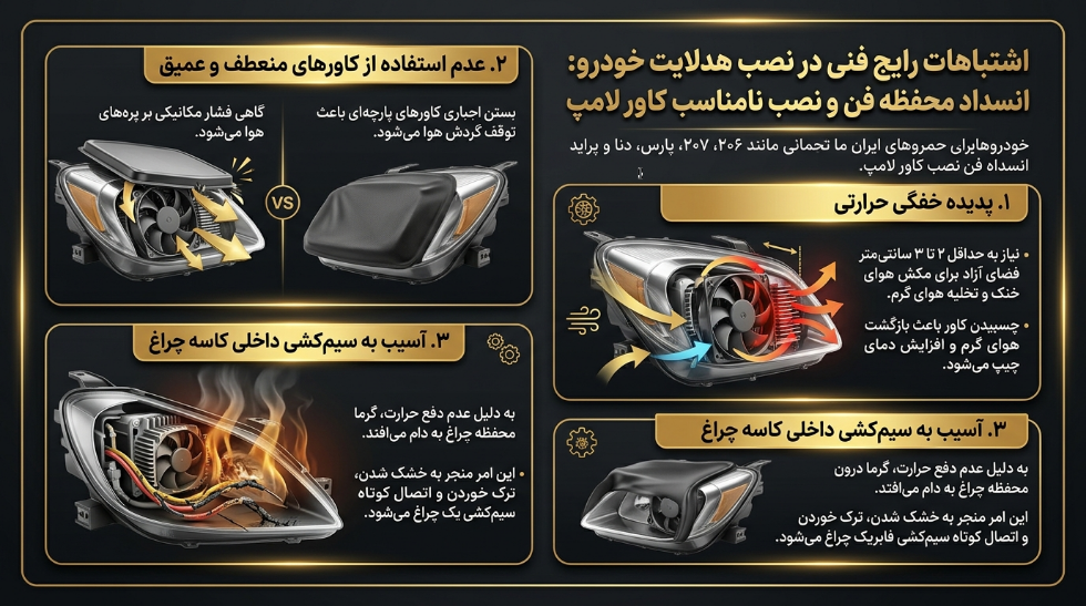 نصب نامناسب و سوختن هدلایت