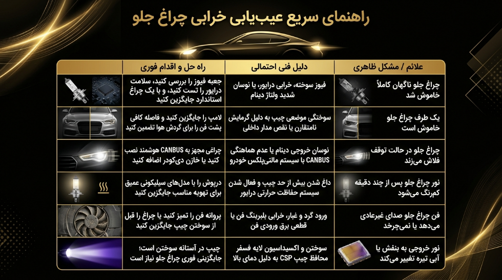 راهنمای خرابی هدلایت