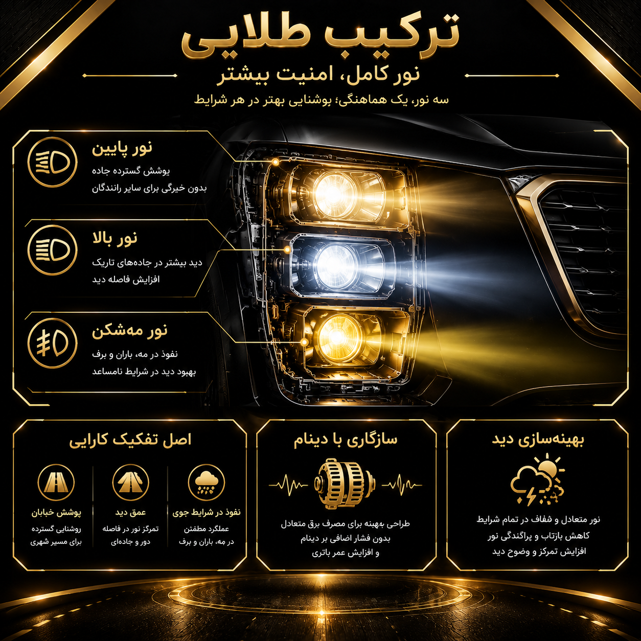 ترکیب طلایی نور هدلایت
