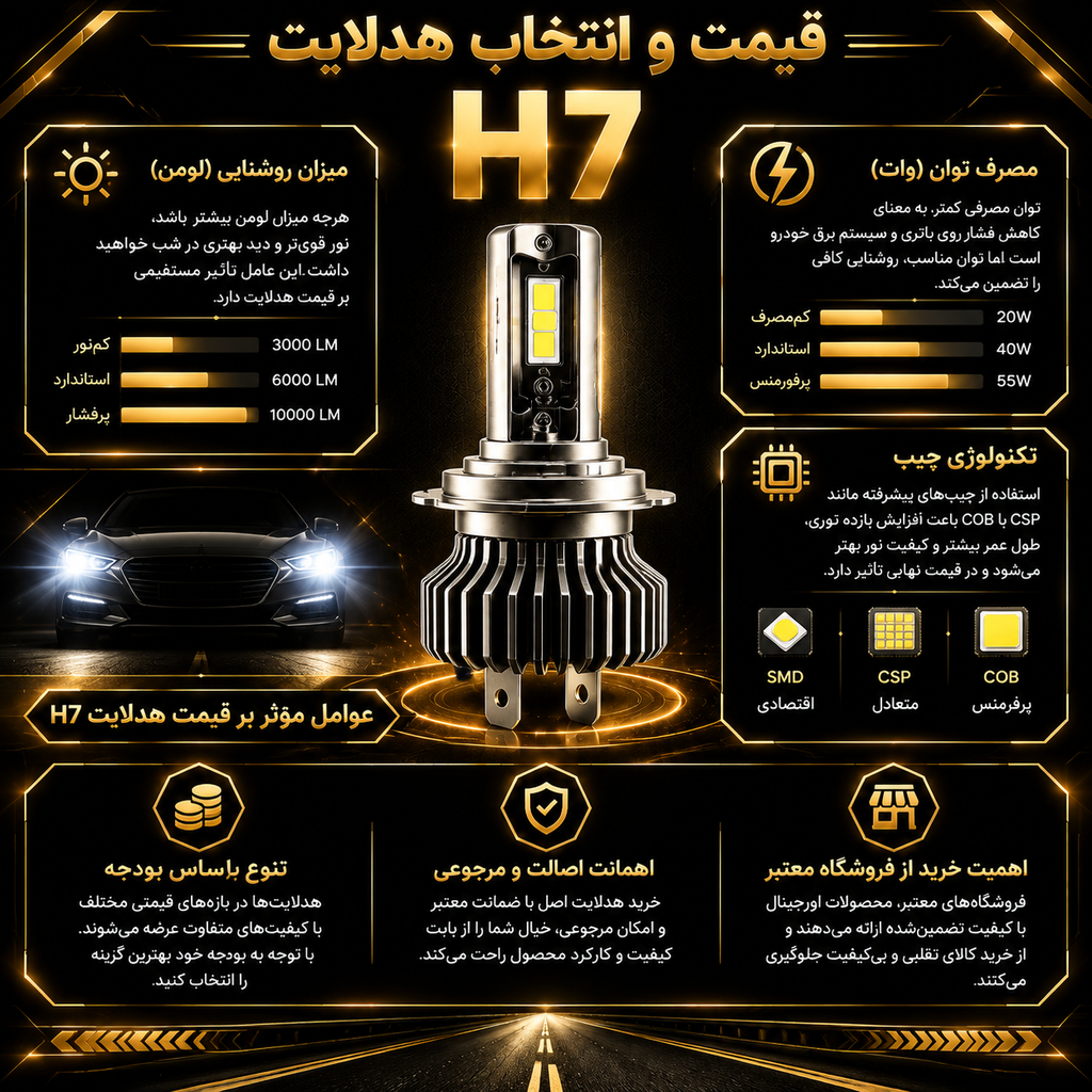قیمت هدلایت پایه H7