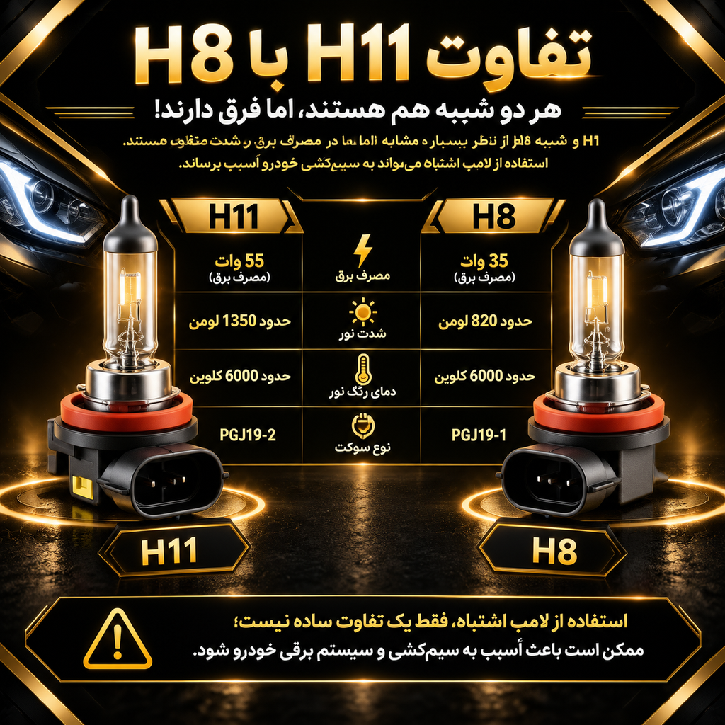تفاوت پایه h11 و h8