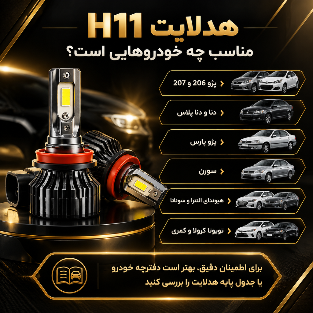 هدلایت h11 مناسب چه خودروهایی است؟