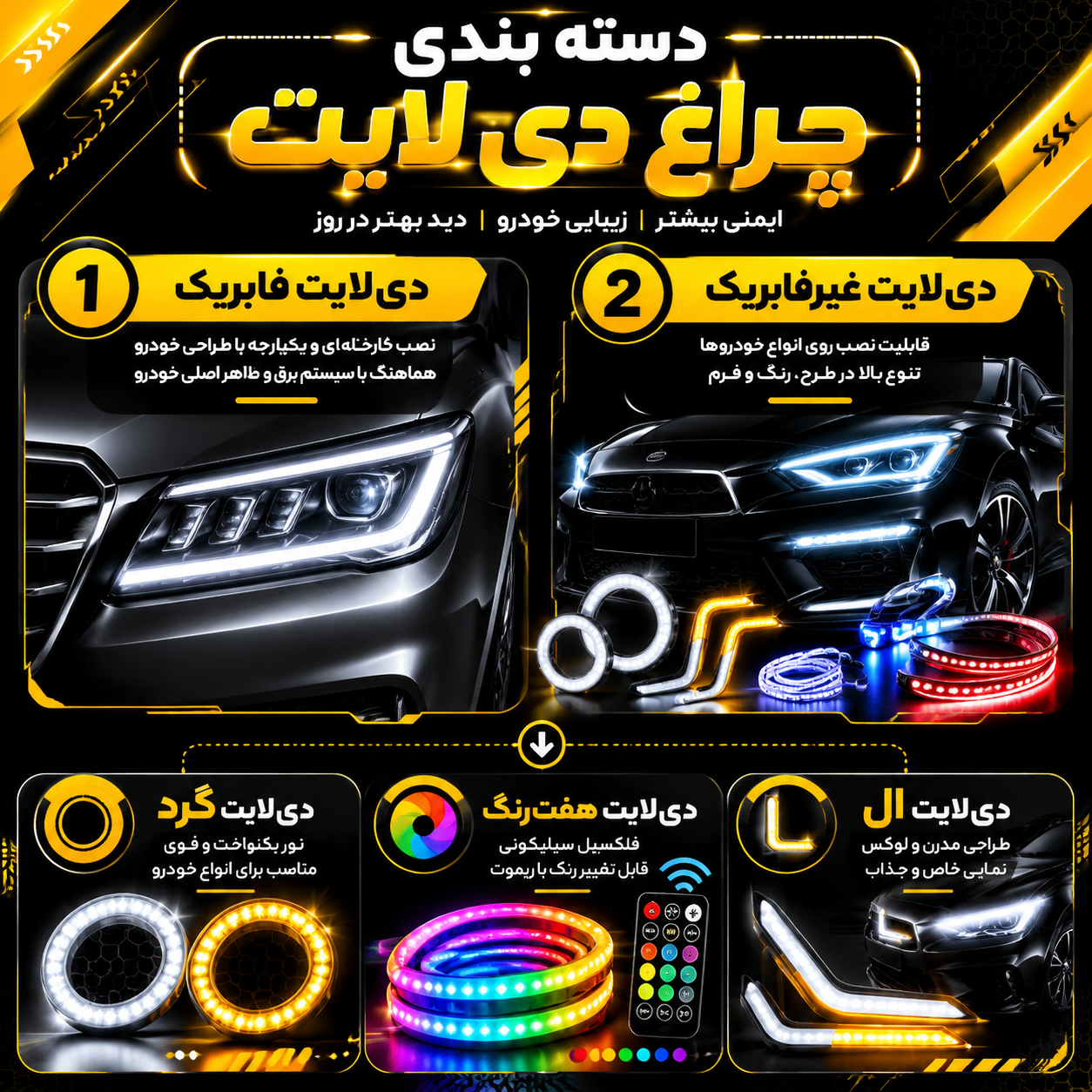 رسته بندی چراغ دیلایت