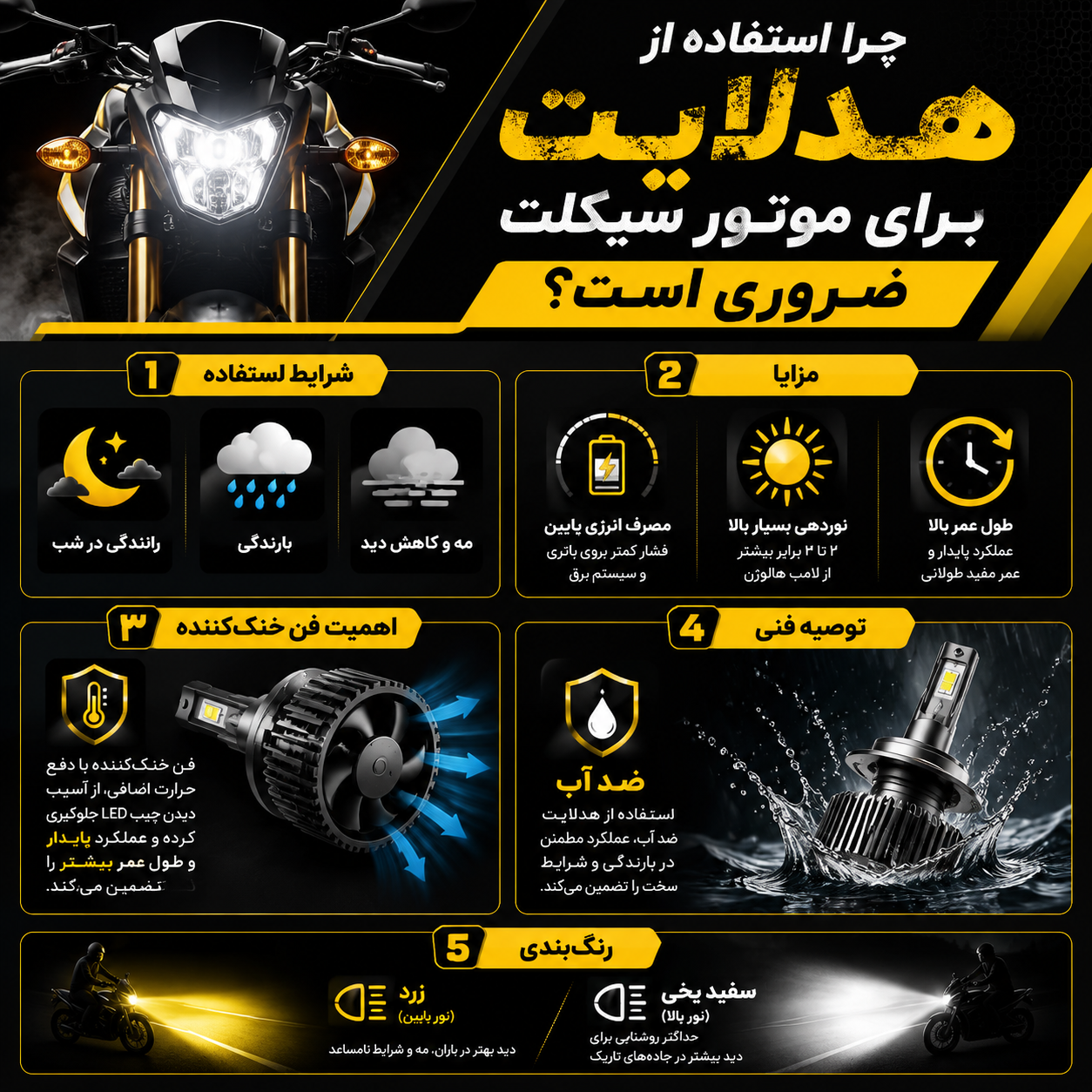 هدلایت برای موتورسیکلت ضروری است