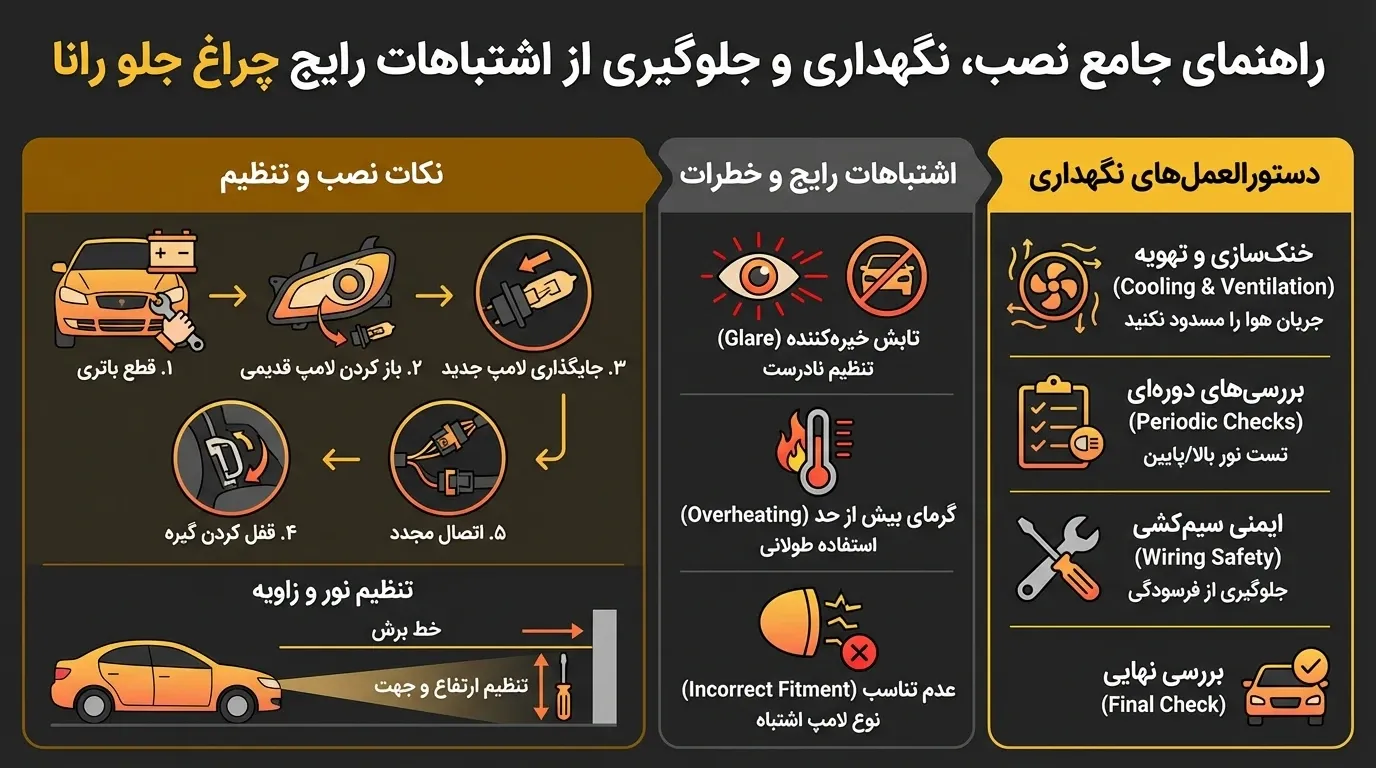 هدلایت LED زنون خودرو رانا