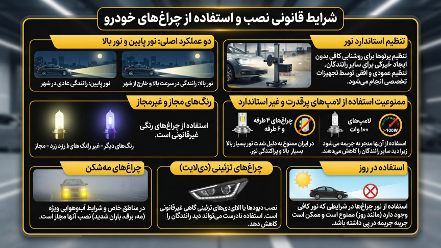 شرایط قانونی نصب هدلایت